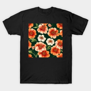 Bright Orange and Cream Flowers T-Shirt